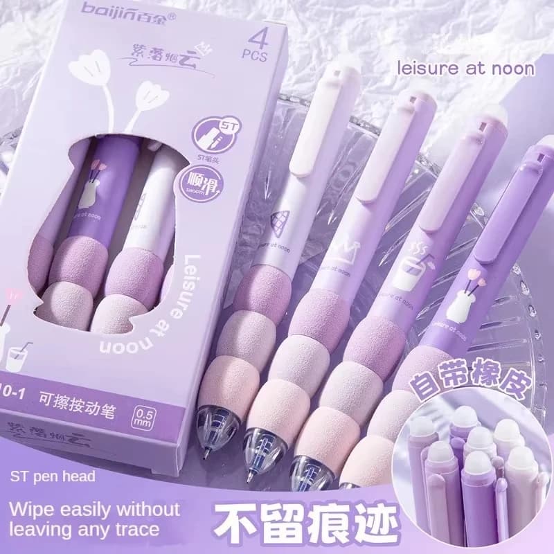 4 pz/scatola Soft Cloud Grip Cancellabile Presse Penna Gel Punta ST Penna A Sfera Ad Asciugatura Rapida Studente 0.5mm Inchiostro Nero Accessori Per Ufficio