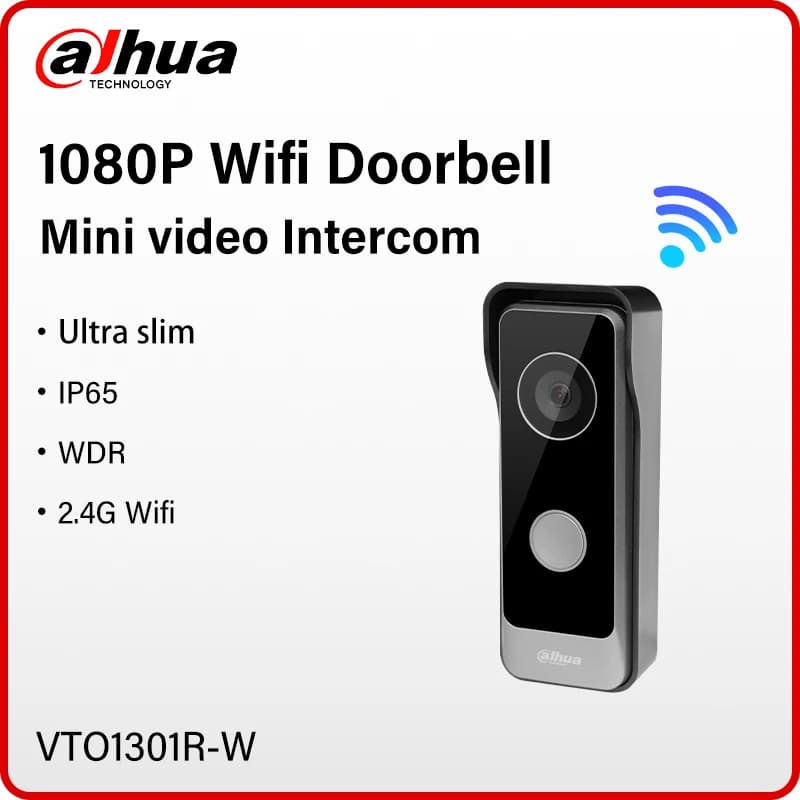 Dahua Videocitofono WiFi Mini da 2MP per Casa, Telecamera IP Senza Fili, Stazione Esterna IR, Chiamata Video HD tramite APP, IP65 H.265 VTO1301R-W