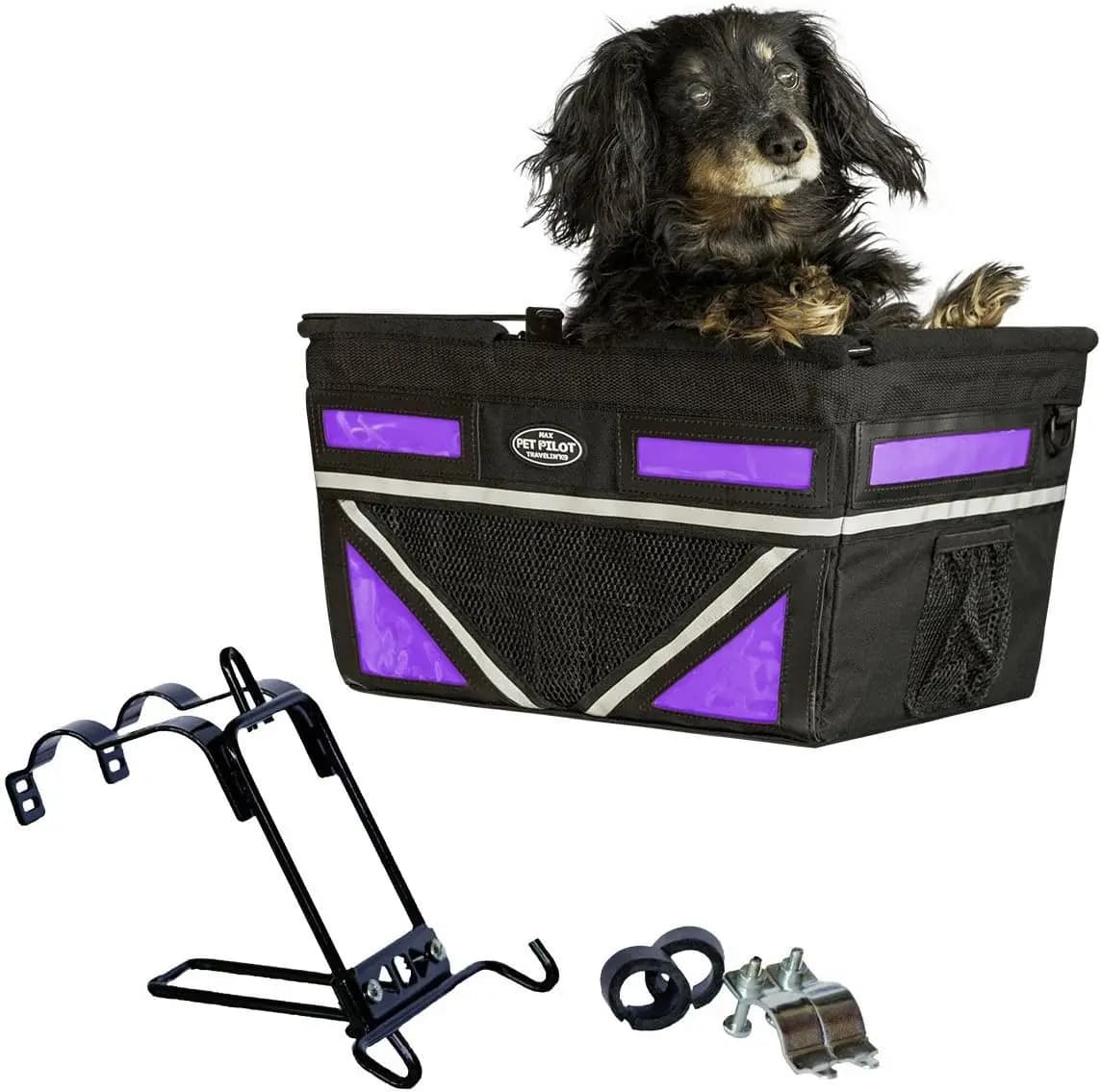 Cestino per Bicicletta per Animali Domestici Confortevole con Guinzaglio di Sicurezza e Ventilazione per Cani