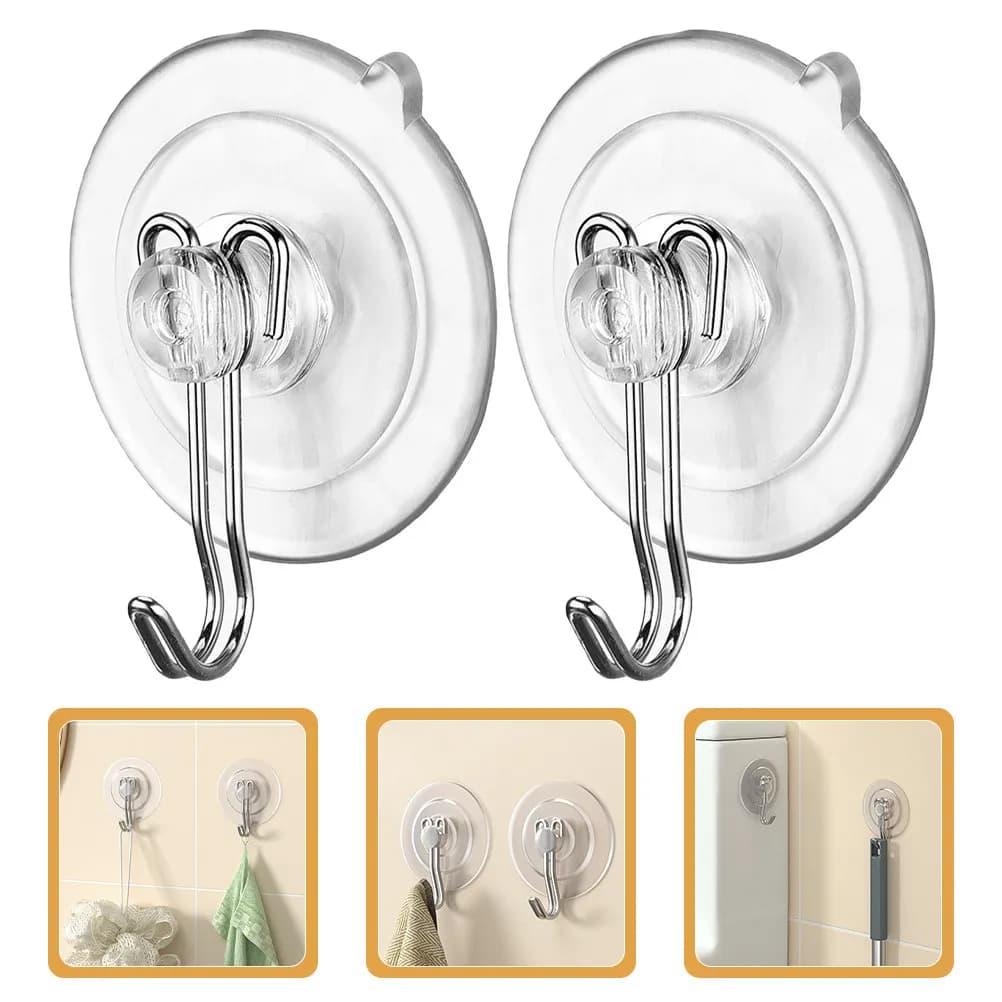 15Pcs 45Mm Strong Suction Cup Hooks Transparent Reusable Removable Glass Tile Mirror Hook for Towels Hats Kitchen Tools
