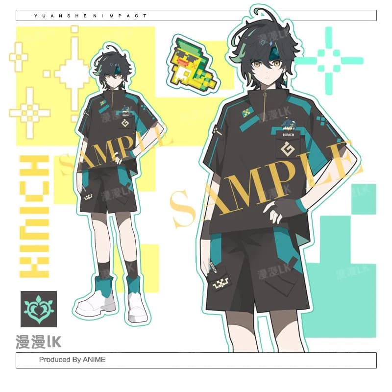 Costume Cosplay Anime Genshin Impact, Set Estivo per Uomo e Donna, Maglietta a Maniche Corte e Pantaloncini, Completo per Carnevale