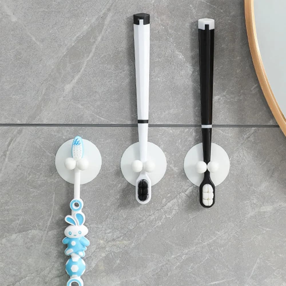Portaspazzolino in silicone da 3 pezzi con ventosa Gancio portaoggetti per spazzolino da parete multiuso senza punzonatura