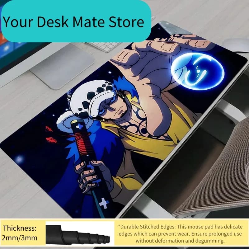 Tappetino per mouse da gioco One Piece Trafalgar D Water Law, tappetino per mouse HD per computer domestico, tappetino per tastiera, tappetino antiscivolo per ufficio