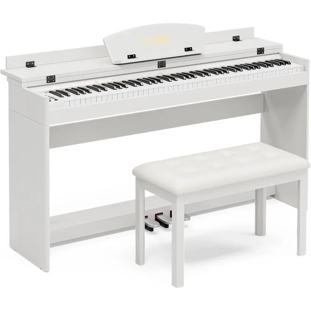 Pianoforte Digitale a 88 Tasti con Spedizione USA, Tastiera Elettrica a Grandezza Naturale con Supporto, Sgabello, Jack per Cuffie e 3 Pedali per Principianti