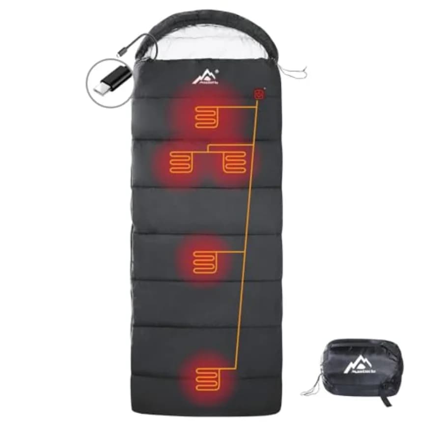 Sacco a Pelo Riscaldato - Set da 5 Pezzi con Cuscinetti Riscaldanti Multi USB, Alimentati da Batteria, Power Bank o Altri Dispositivi USB, Portatili