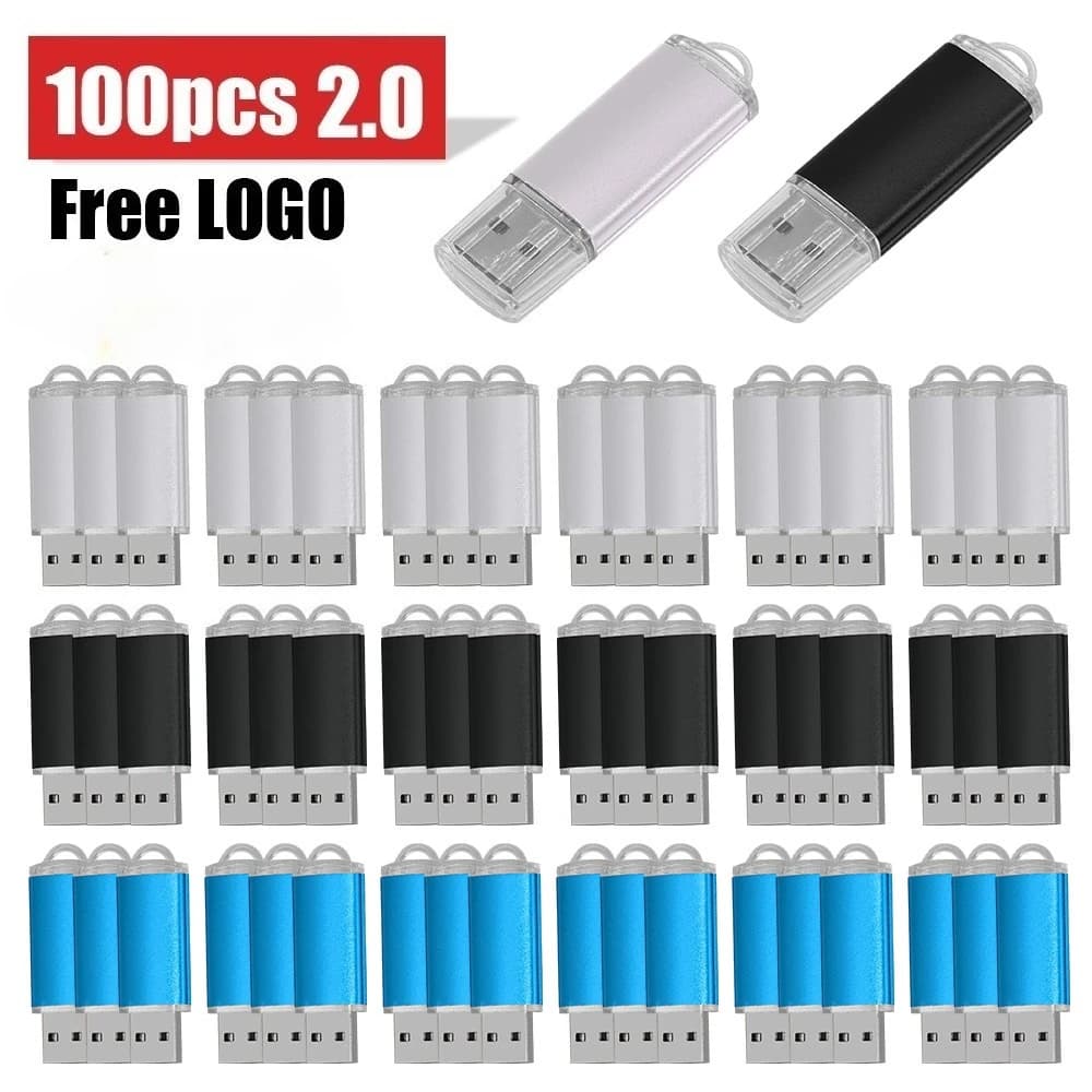 100 Pz/lotto USB 2.0 Logo Libero Flash Drive 4GB 8GB Pen Drive 128MB Usb Sticks 1GB 2GB Pendrive 16GB Memoria Flash 32GB 64GB U disco