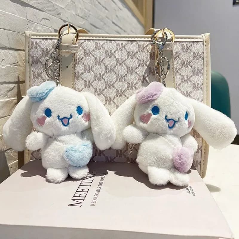 Portachiavi Peluche Sanrio Kawaii, Bambola Anime Cartoon, Cinnamoroll, Morbido Pupazzo Imbottito, Regalo di Compleanno, Decorazione per Zaino