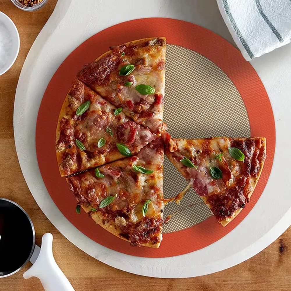 2 pieces of cooking tool silicone oven mat round non-stick air frying machine reusable heat-resistant lining for pizza baking tray