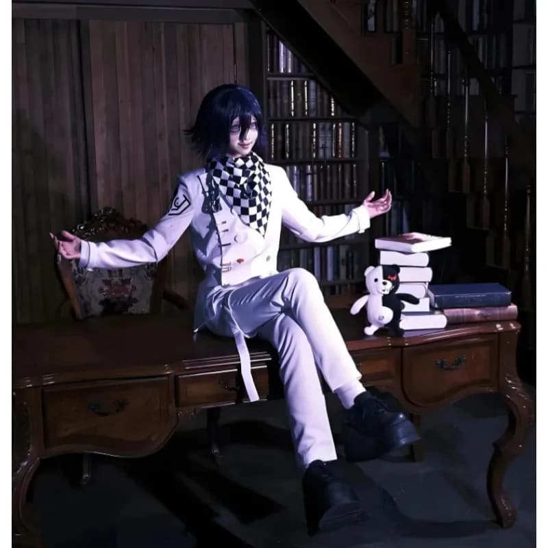 Anime Danganronpa V3 Kokichi Oma Costume Cosplay Presidente Uniforme Sciarpa Set completo Halloween Carnevale Party Dress Up Boy Suitsx;8