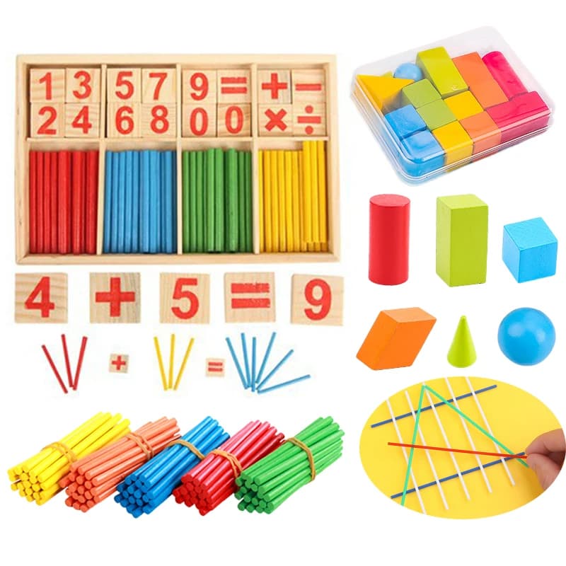 Giocattoli matematici per bambini Conteggio bastoncini Blocco geometrico Illuminazione matematica Scuola materna Giocattolo per lo sviluppo della prima educazione TMZ