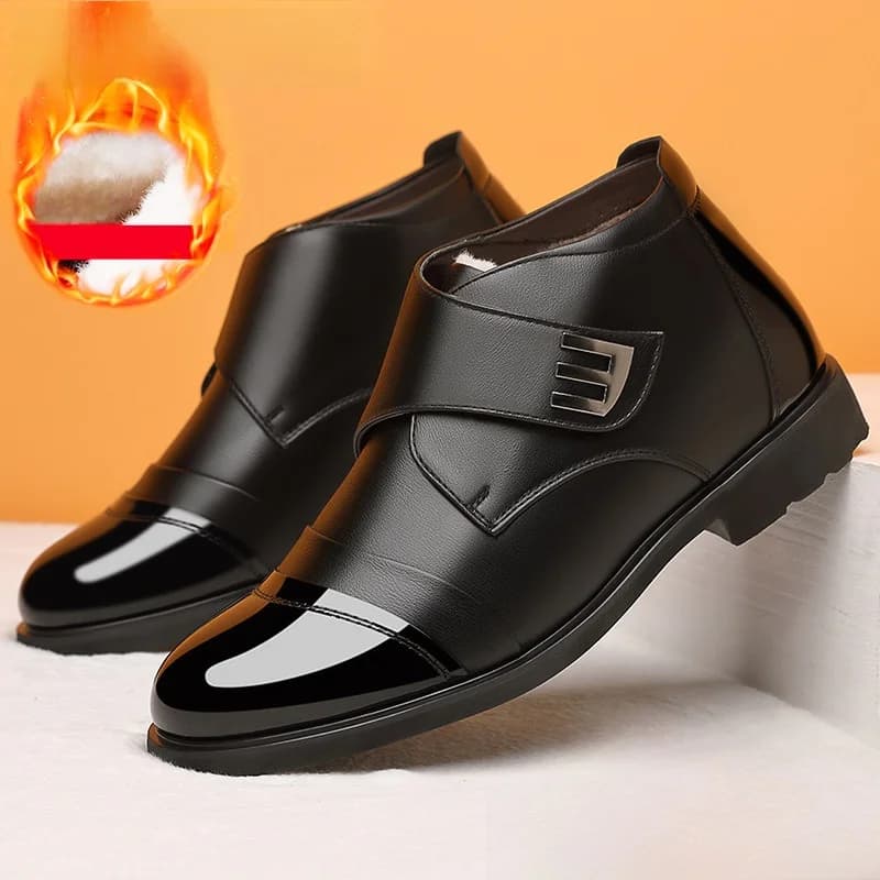 Thickened Winter Fleece Lined Cotton Shoes British Style Casual Sports Shoes Warm Outdoor Snow Boots Men's round Toe Dad Snea...