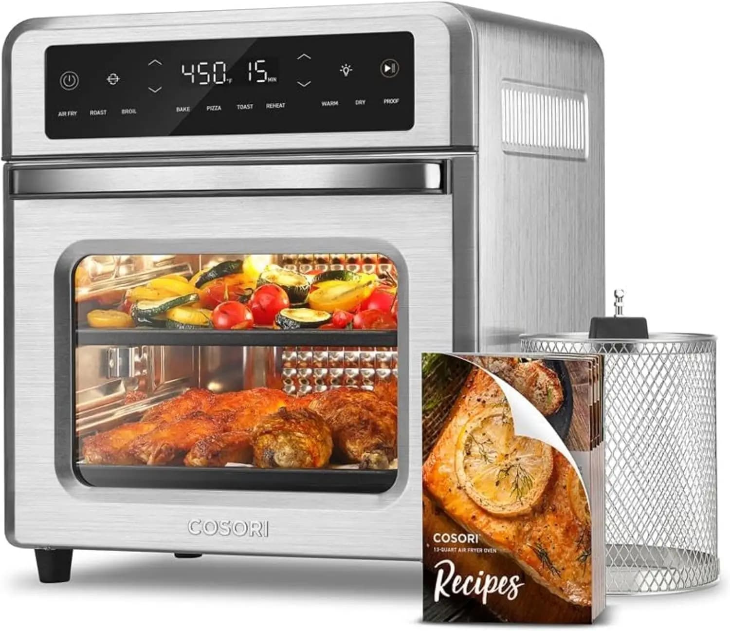 11-in-1 Compact Air Fryer Oven, 13Qt Multifunctional Air Fryer with Rotisserie, Toasting, Baking, Roasting, Reheating, Includes