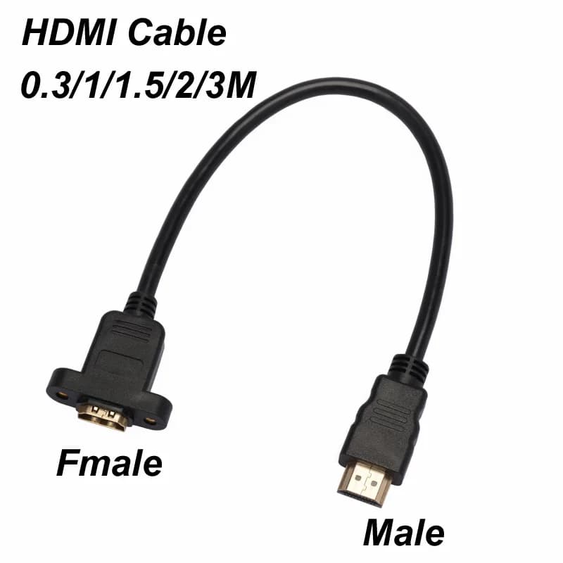 Cavo HDMI da 0.3/1m vite per montaggio a pannello da maschio a femmina cavo compatibile HDTV HDR 4K per adattatore Extender Splitter