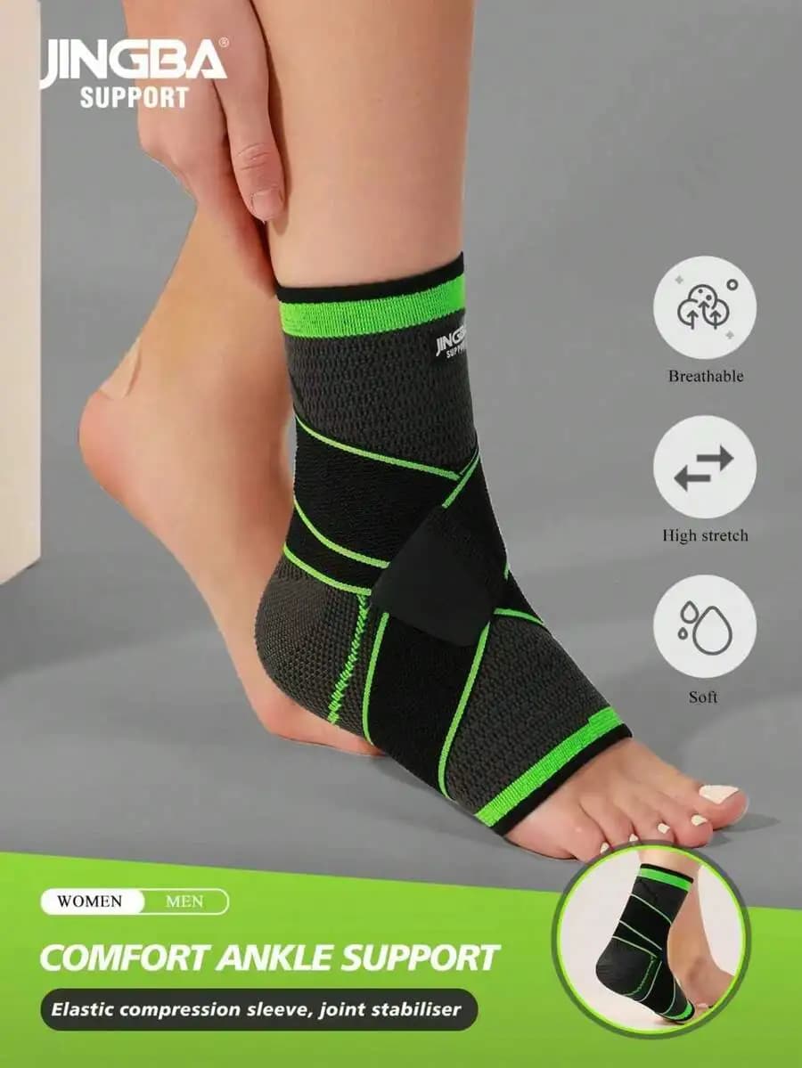 JINGBA SUPPORT 1 Pezzo Supporto per Caviglia Traspirante a Compressione - Protezione Elastica per Piede per Corsa, Basket, Ciclismo e D