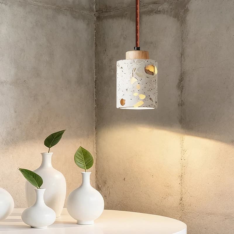 Lampada a sospensione piccola in pietra traslucida stile antico, Zen, per camera da letto, comodino, sala da pranzo, bancone bar, terrazzo, noce giapponese