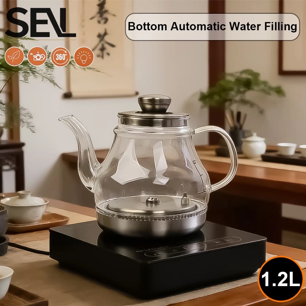 1.2 Liter Glass Electric kettle with temperature maintenance with one click and water extraction functions with one click Electric Glass Teapot