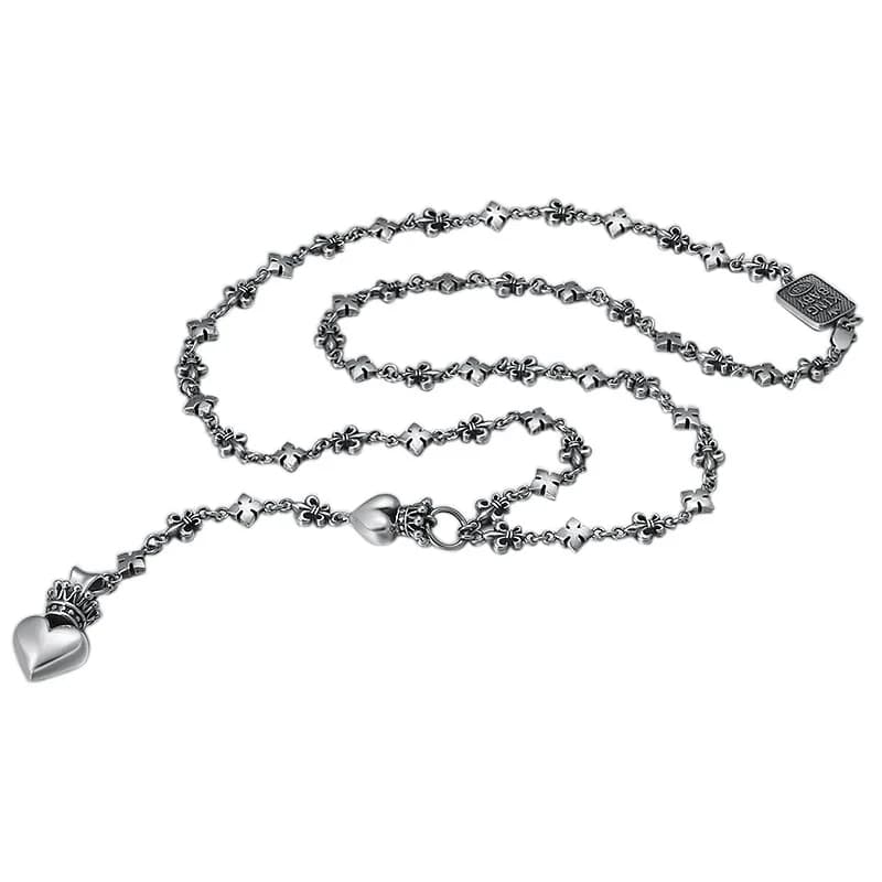 sterling silver vintage Thai silver Korean style personalized trendy letters love Crown Boat anchor men's and women's necklaces