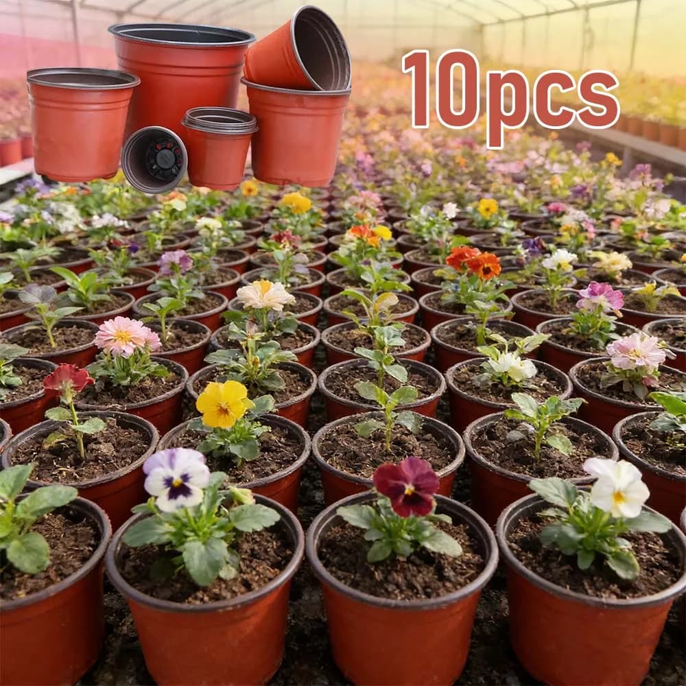 10 Pieces PP Plastic Breathable Vase for Seed and Growing, Plant and Flowers Containers for Home Garden