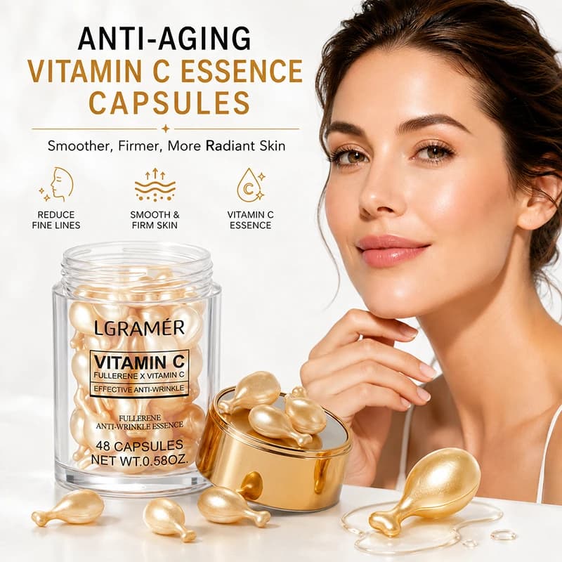 Fullerene Placenta Serum. With Elastin Vitamin C Glycerin. Firming Anti-Wrinkle Anti-Aging. Day Night Use Formula. 48 Pieces.