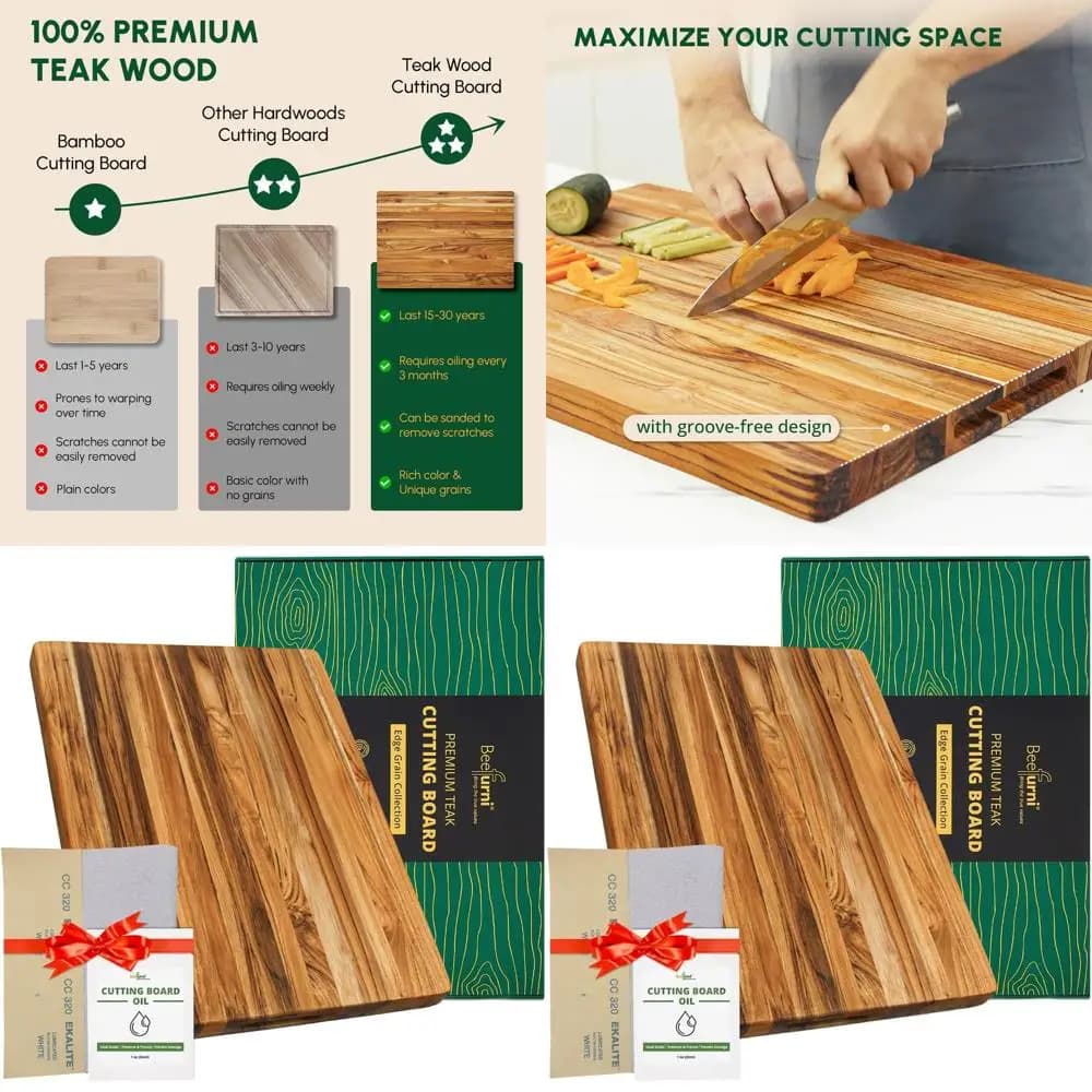 Great Tagliere in Teak Wood 20x15x1.25 with Handle, Ideal for Kitchen, Cut and Prepare Cold cuts, Christmas Gift Perfect
