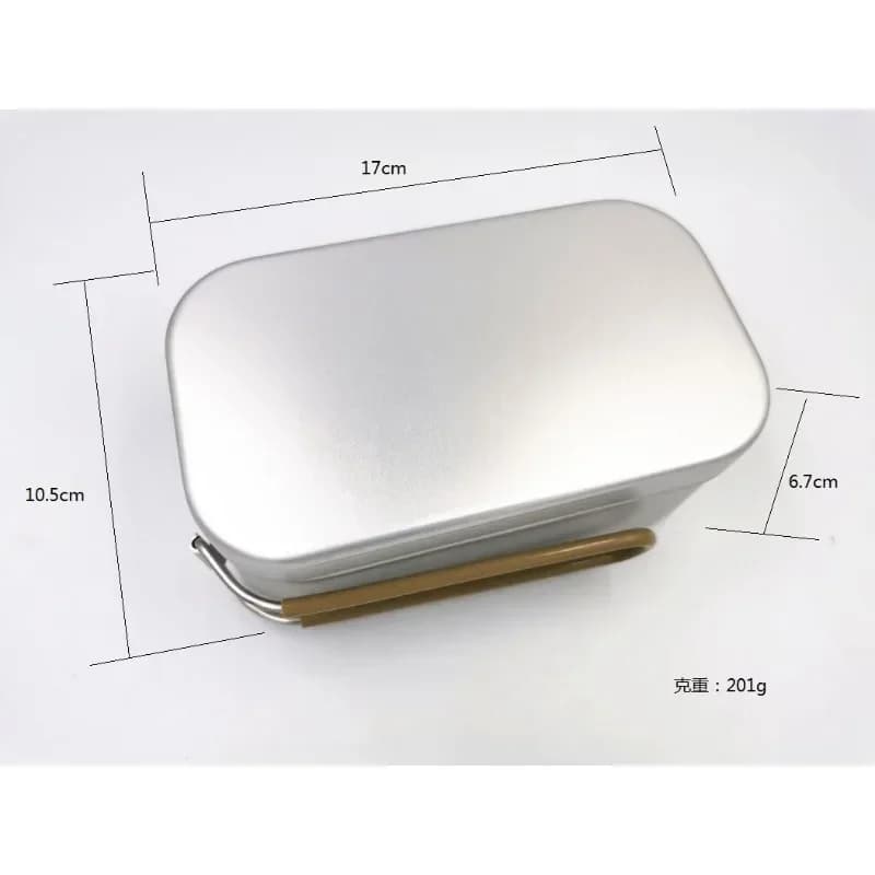 Contenitore per Pranzo Multifunzionale da Esterno in Lega di Alluminio con Doppio Manico, Scatola Pranzo Quadrata per Picnic, Bento Box Giapponese