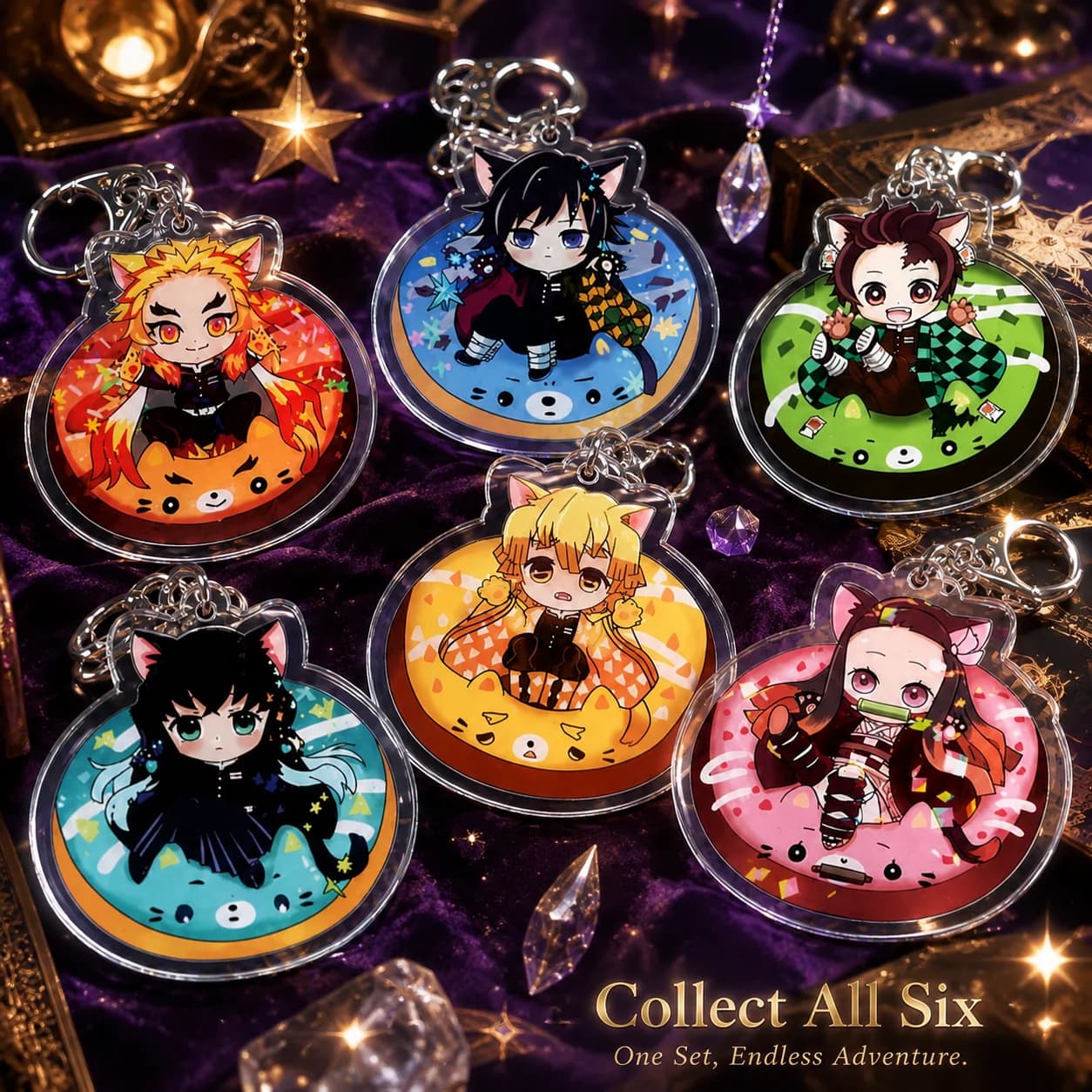 Demon Slayer Kimetsu no Yaiba Acrylic Keychain Pendant Cute Kawaii Japanese Anime Cosplay Key Ring Accessory Gift for Fans