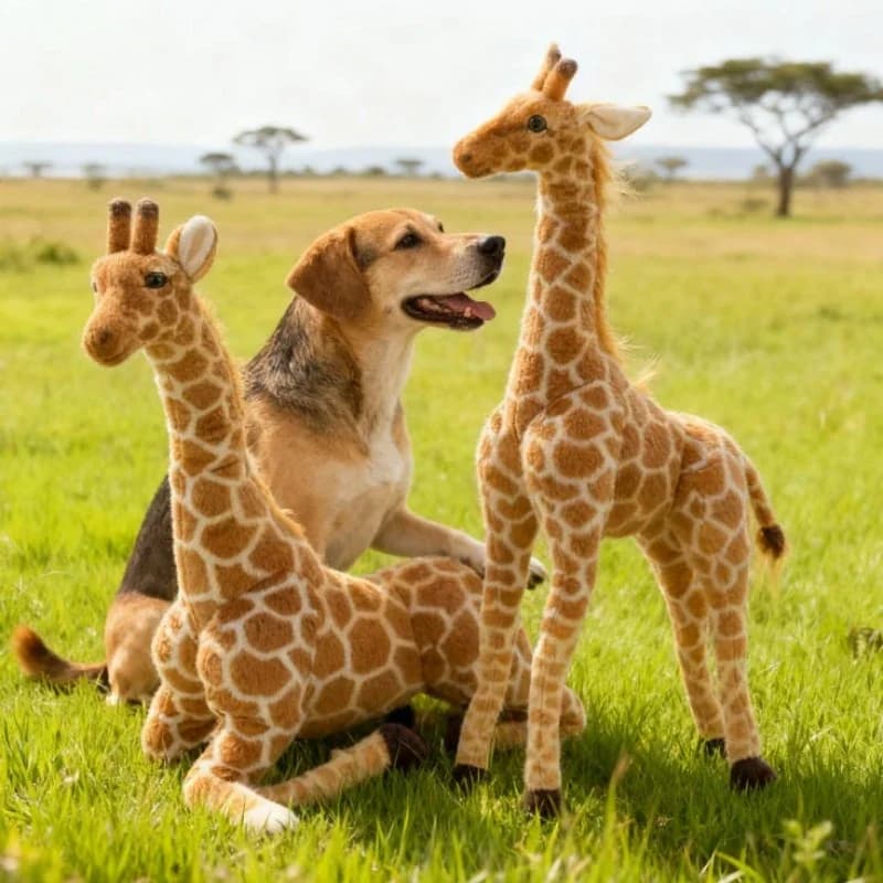 Giocattolo di peluche a forma di giraffa per cani, giocattolo di peluche per animali domestici realizzato in fibra di poliestere resistente e anti-morso, adatto per cani e gatti da masticare.