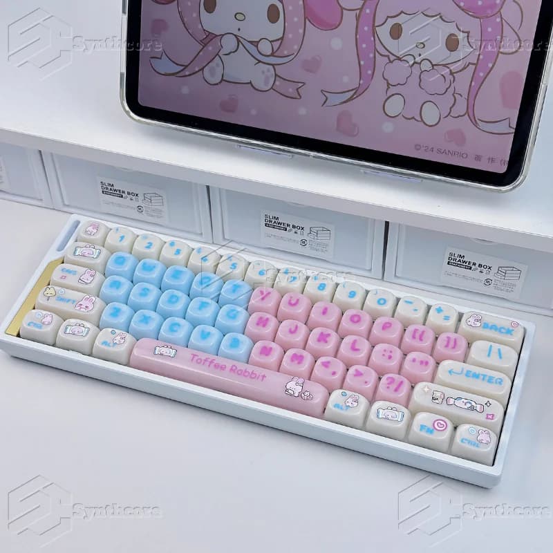 130 tasti Toffee Rabbit Gummy Keycaps MOA PBT Trasparente Carino Rotondo Copritasti per Made68 Mad68 Wooting 60 Tastiera Meccanica