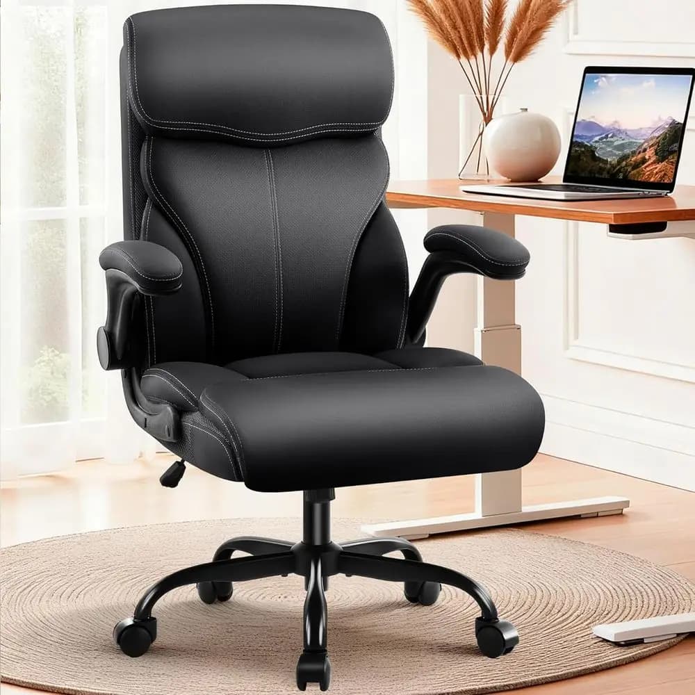 Ergonomic High-Back Breathable Leather Swivel Chair with Lumbar Support for Comfortable Work, Study, and Gaming