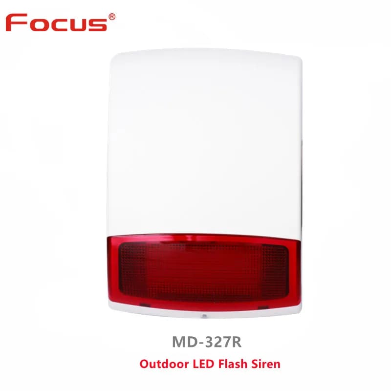Sirena stroboscopica esterna Meian Wireless MD-327R con grandi suoni allarmianti da 105 dB e lancia il ladro flash con batteria da 4 pezzi