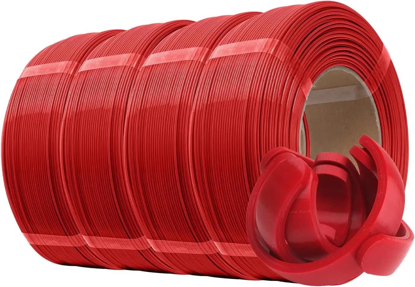 Filamento di ricarica PLA+ 1.75mm, 1KG per rotolo, 4 rotoli senza bobina per stampante 3D, Rosso Pompiere