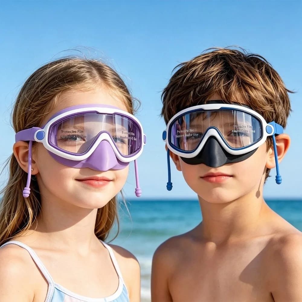 Anti-Fog Swim Goggles UV Protection Leak-proof Diving Eyewear Adjustable Wide View Swim Goggles Cap Set Learning Swimming