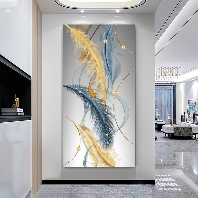 Poster of abstract feathers Prints on canvas of a piece Images of art wall for living Painting Modern Home Decoration Without frame