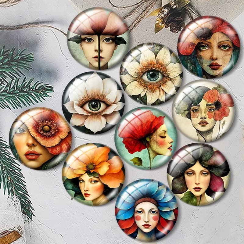 Cabochon in vetro a forma di fiore da 12/18/20/25mm per bracciali, ciondoli, anelli, orecchini e componenti per la creazione di gioielli