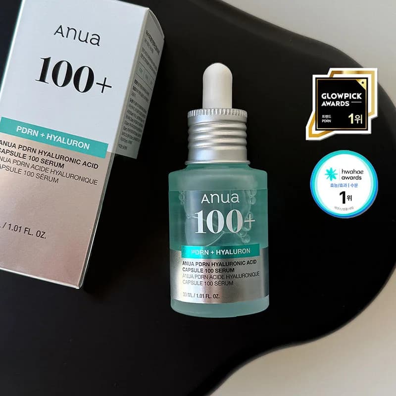 Siero Viso Coreano ANUA PDRN con Acido Ialuronico in Capsule, 100 Capsule, Siero Blu Radiante, Idratazione Profonda e Leggera, Prodotti per la Cura della Pelle