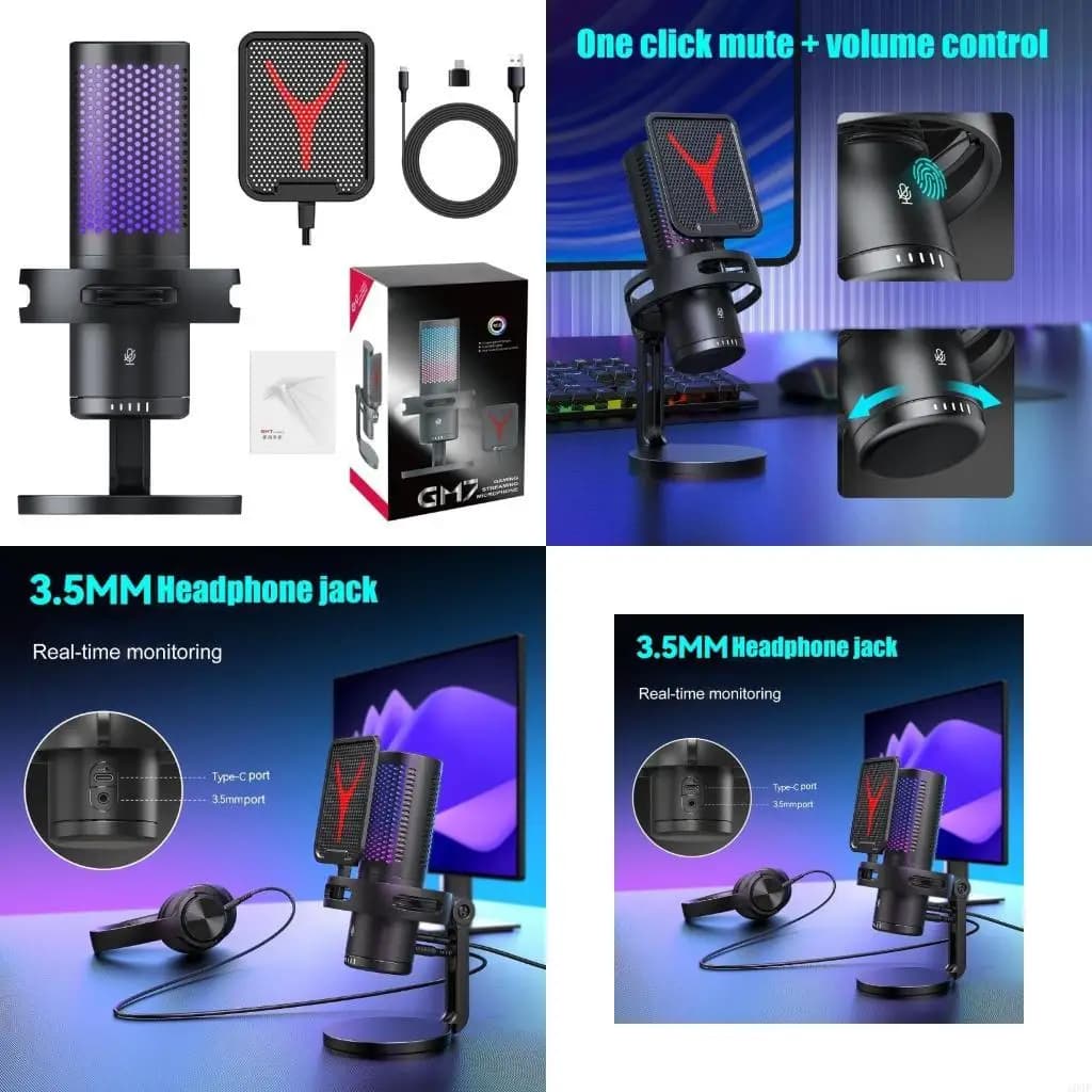 103F black USB microphone noise reduction for clear streaming, games and virtual meetings