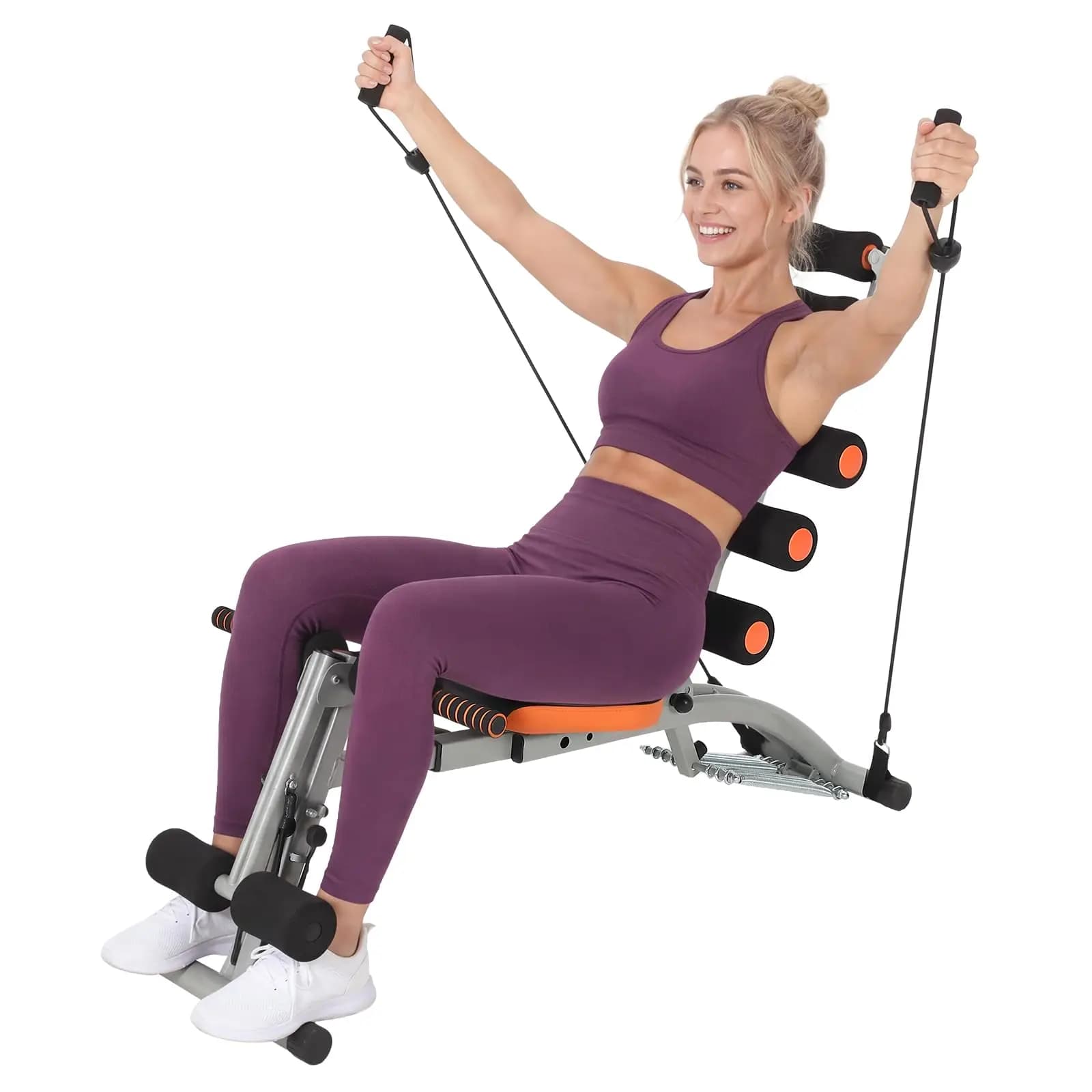 Adjustable Multifunction Abdominal Bench with Core and Full Body Strength Band – Sit-Up Bench Foldable