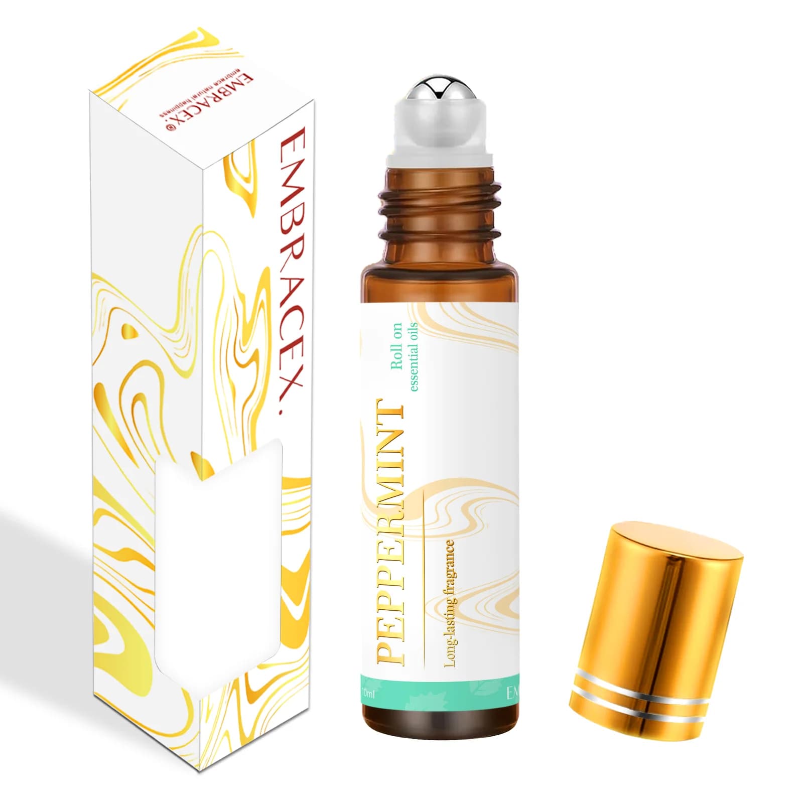 10ml Peppermint Roll on Essential Oils Perfume Fragrance Essential Oils Long-Term Roll-on Perfume Gifts for Car Aromatherapy