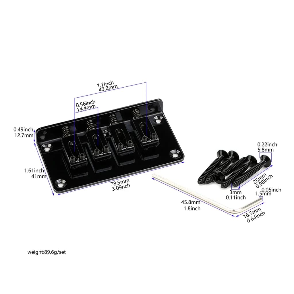 4 String Guitar Hard-Tail Bridge Fixed Bridge Replacement Parts for Cigarbox Electric Guitars Ukuleles Durable Reliable Design