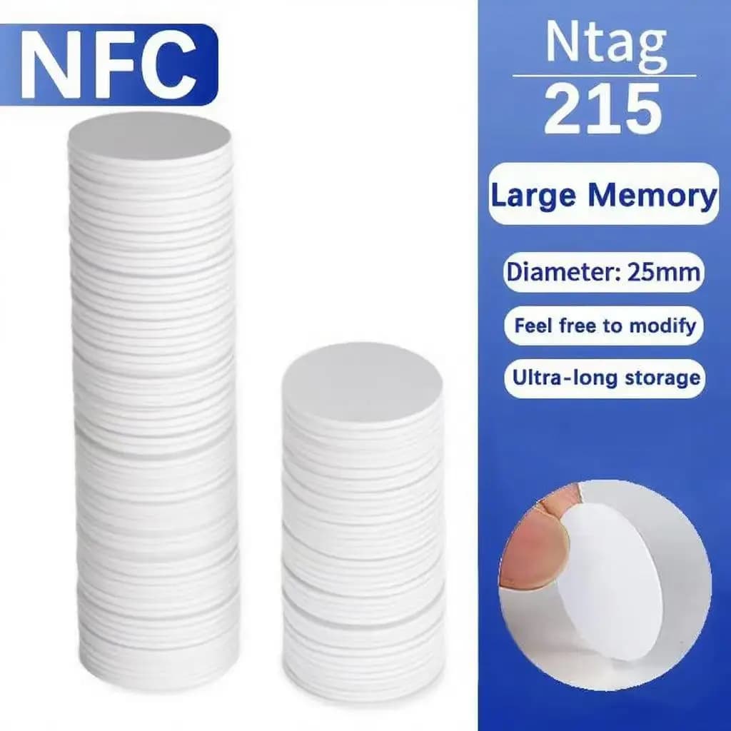 20 pz/50 pz 13.56 MHz Ntag215 Monete Carte 504 Byte ISO/IEC 14443 A 25mm PVC Impermeabile Ntag 215 Tag NFC