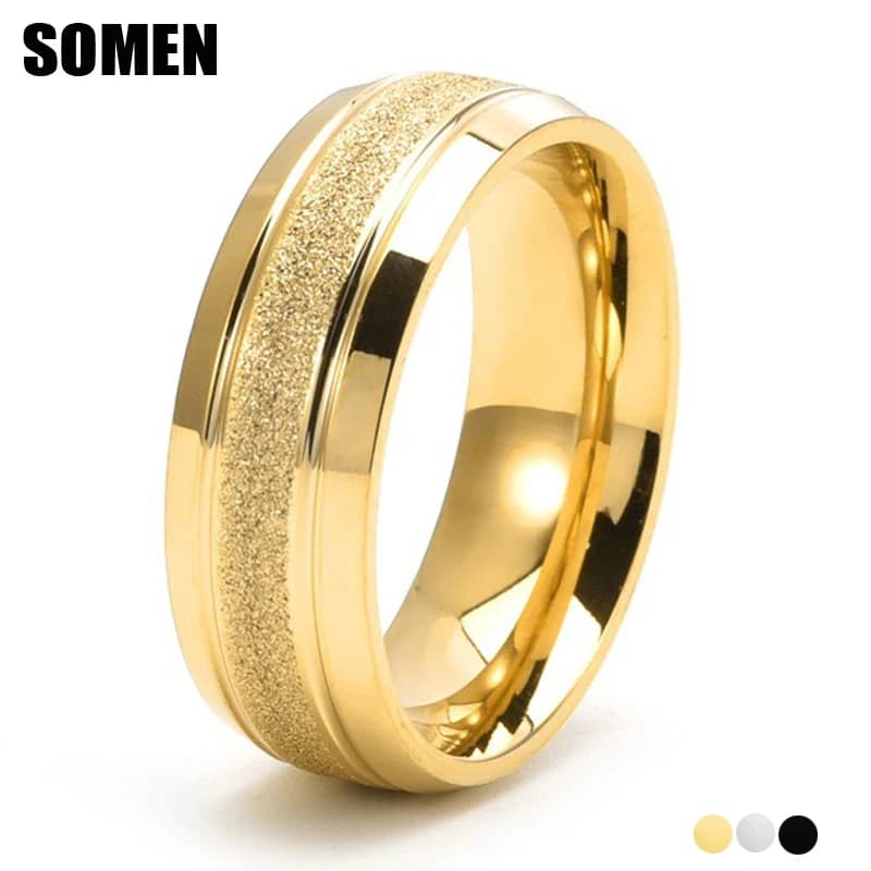 Somen 8mm Anelli in acciaio al titanio smerigliato per donna Uomo Fidanzamento romantico Festa di nozze Gioielli di moda Anello per coppia maschile femminile