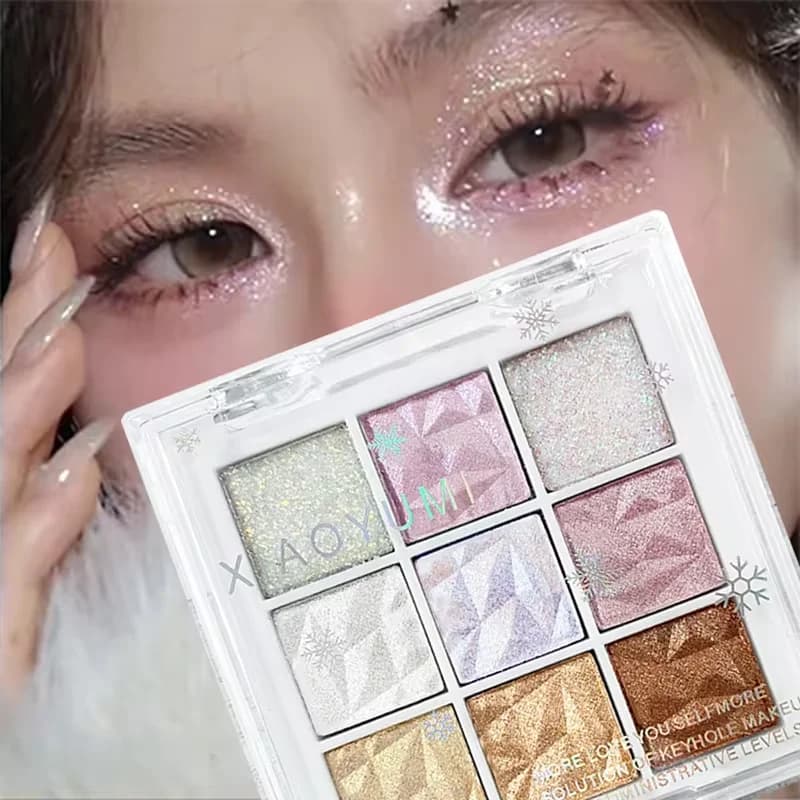Piastra per ombretti Fine Flash a nove colori, piastra di riparazione per ombretti multiuso, opaca, con paillettes, impermeabile e durevole