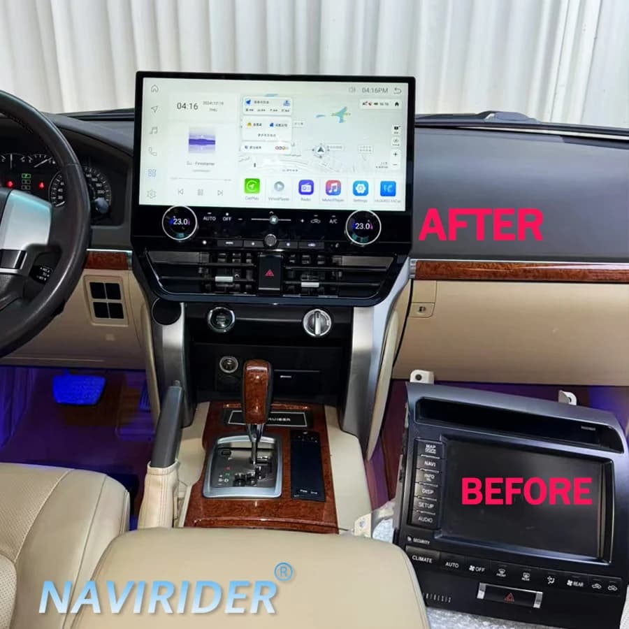 Autoradio Android Big Qled Smart Screen from 19,8", for Toyota Land Cruiser 200 LC200 2008-2021, stereo video player Carplay 2 Din
