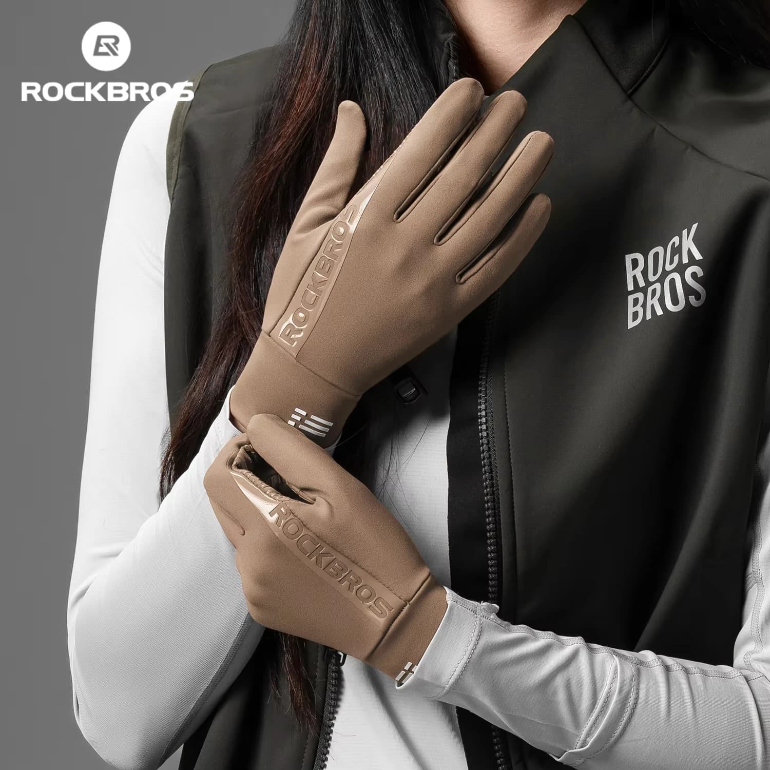 ROCKBROS Cycling Gloves Winter Autumn Graphene Warm Gloves Non-Slip Touch Screen Windproof Full Finger Motorcycle Riding Gloves