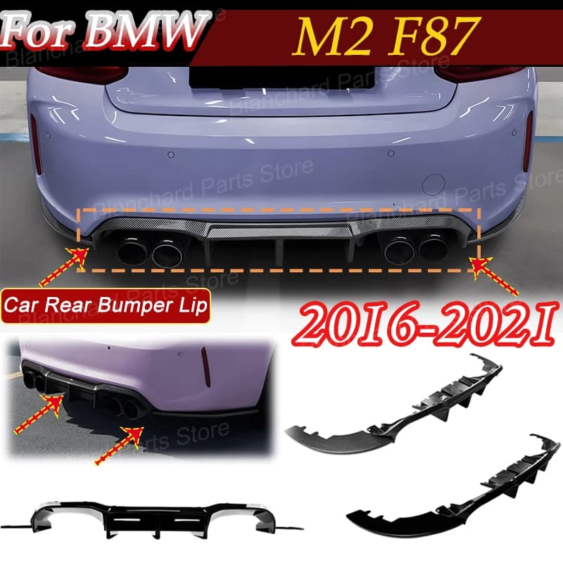 Car Rear Bumper Lip For BMW M2 F87 2016-2021 Diffuser Spoiler Lower Guard Protector Cover Body Kit Exterior Tuning Accessories