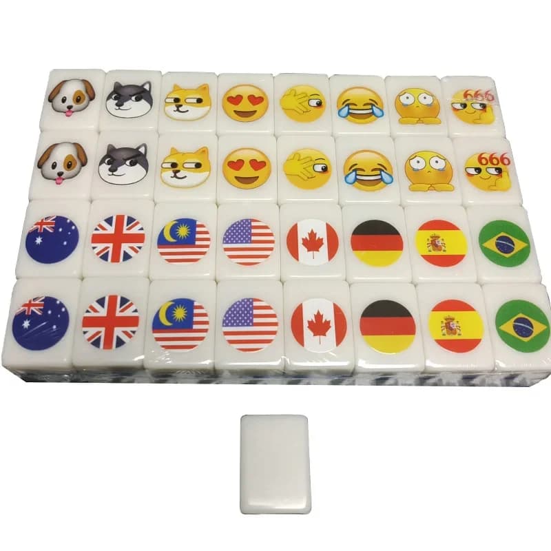 24mm Tiktok Seaside Escape Mahjong Tile Game 65 Tiles Plastic Mahjong Style 1/2 giocatori divertente genitore bambino Party Game Toy Gift