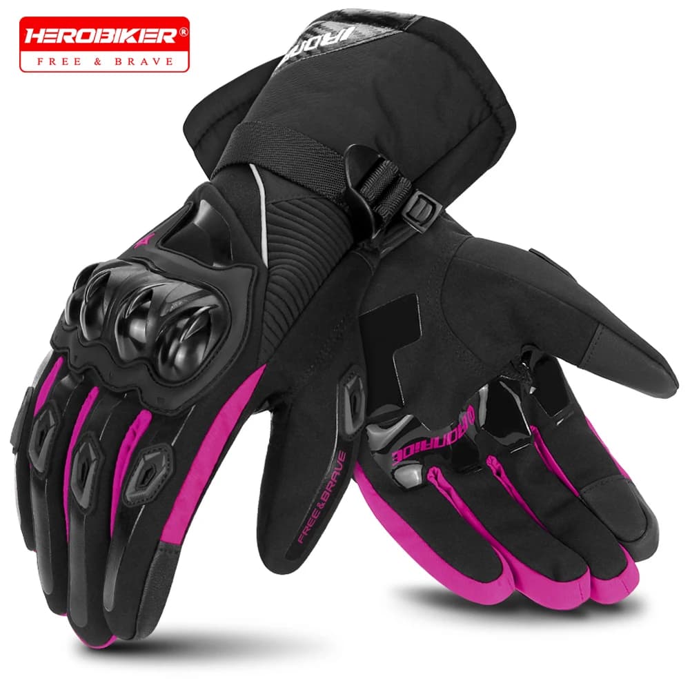 Guanti da moto Guanti invernali caldi impermeabili da moto fuoristrada Touch screen Foderato in pile termico Protezione da equitazione per moto