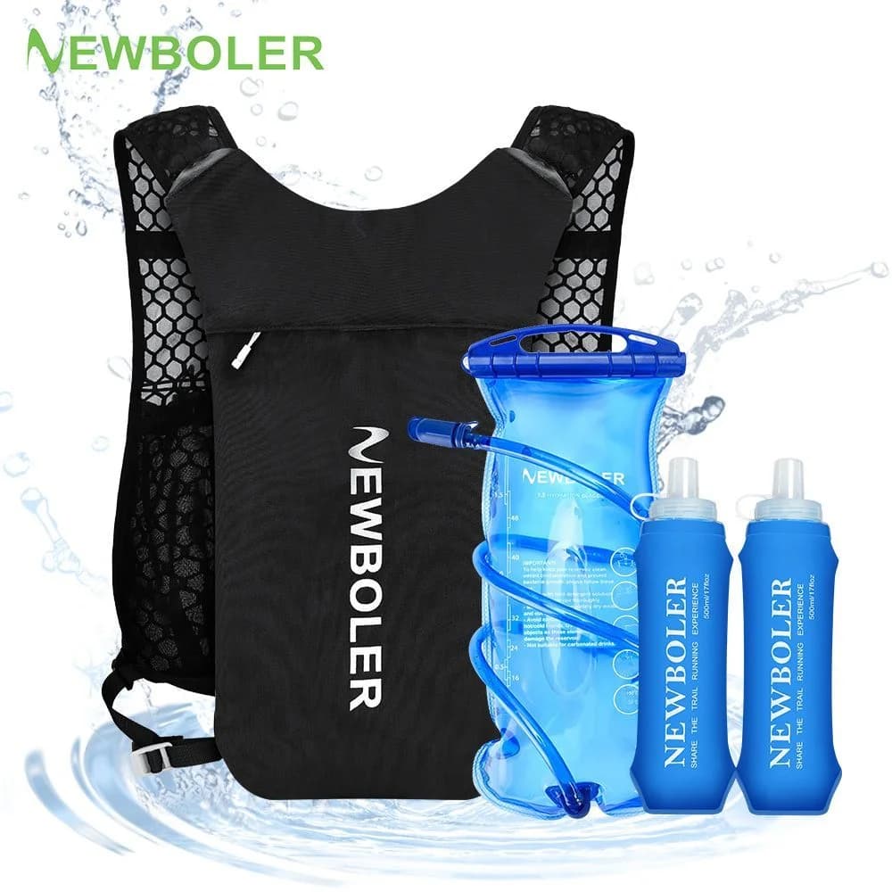 NEWBOLER Ultralight Running Backpack Moisturizing Backpack for racing bikes for marathon Bag 500 ml Soft bottle 1.5 liters water bag