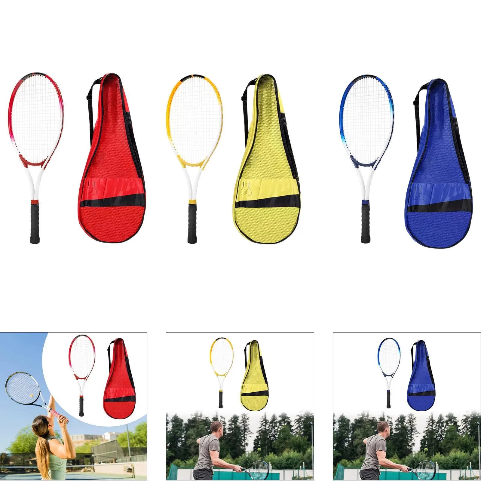 Lightweight Tennis Racket with Carrying Bag Aluminum Alloy Beginner Training Racquet for Adult Practice Indoor Outdoor