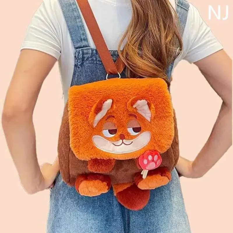 Fashion Cartoon Animal Shaped Design Organic Cotton Flip Shoulder Women Bag Horizontal Square Large Capacity Student Backpack